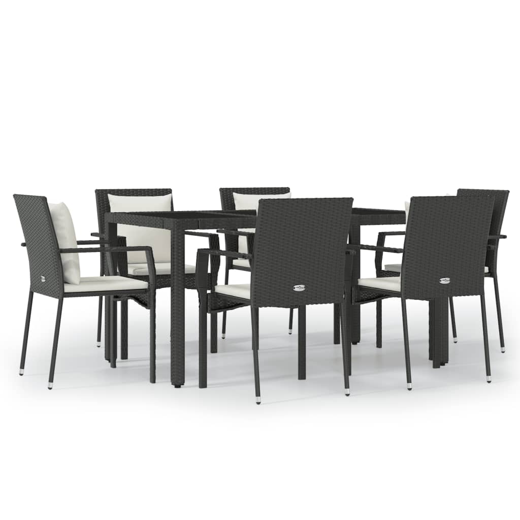 7-delige Tuinset met kussens poly rattan zwart is nu te koop bij PeponiXL, paradijselijk wonen!