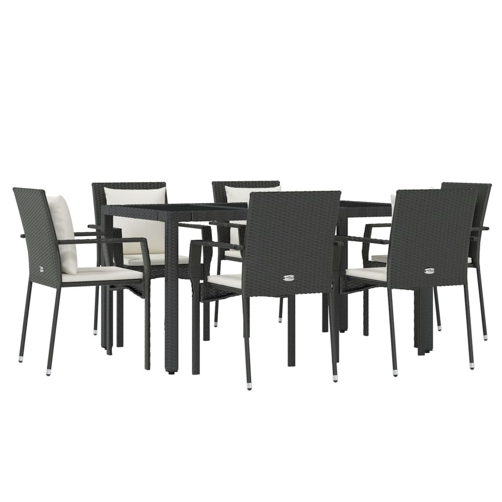 7-delige Tuinset met kussens poly rattan zwart is nu te koop bij PeponiXL, paradijselijk wonen!