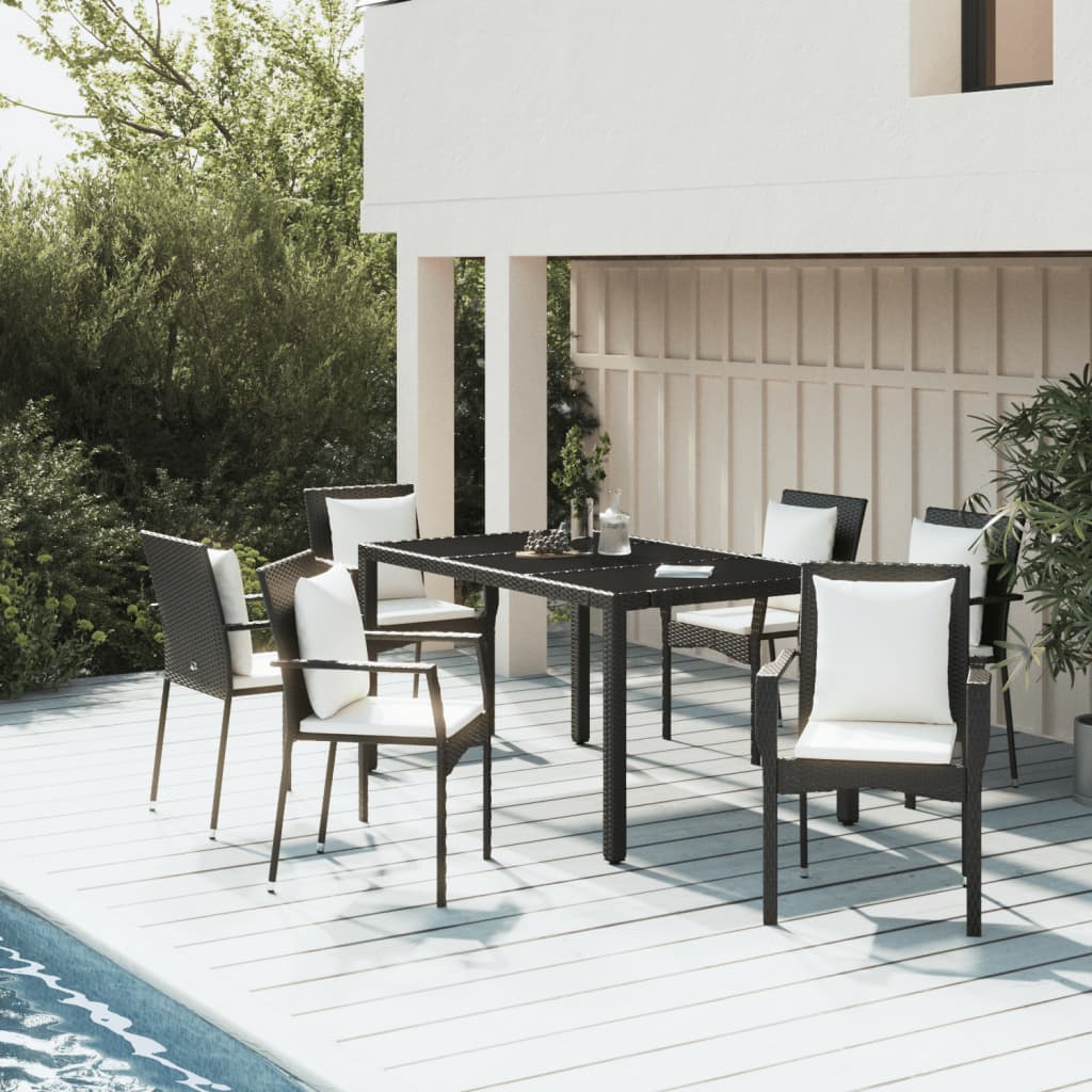 7-delige Tuinset met kussens poly rattan zwart is nu te koop bij PeponiXL, paradijselijk wonen!