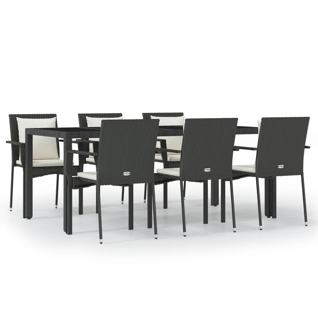 7-delige Tuinset met kussens poly rattan zwart is nu te koop bij PeponiXL, paradijselijk wonen!