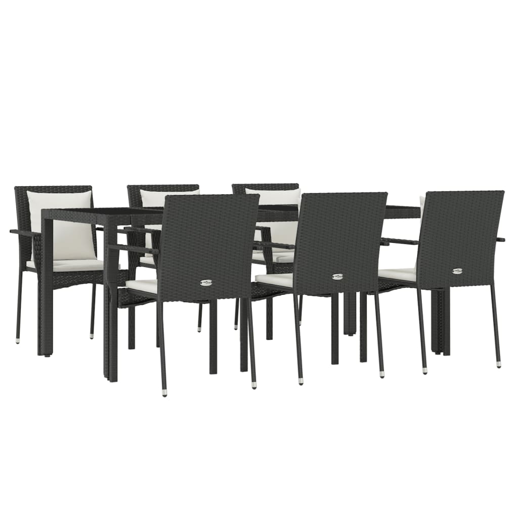 7-delige Tuinset met kussens poly rattan zwart is nu te koop bij PeponiXL, paradijselijk wonen!