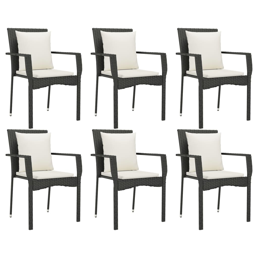 7-delige Tuinset met kussens poly rattan zwart is nu te koop bij PeponiXL, paradijselijk wonen!