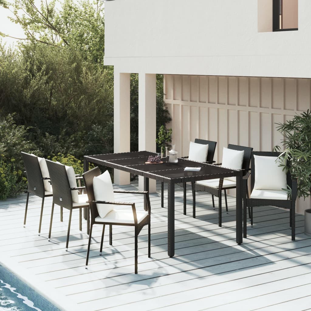 7-delige Tuinset met kussens poly rattan zwart is nu te koop bij PeponiXL, paradijselijk wonen!