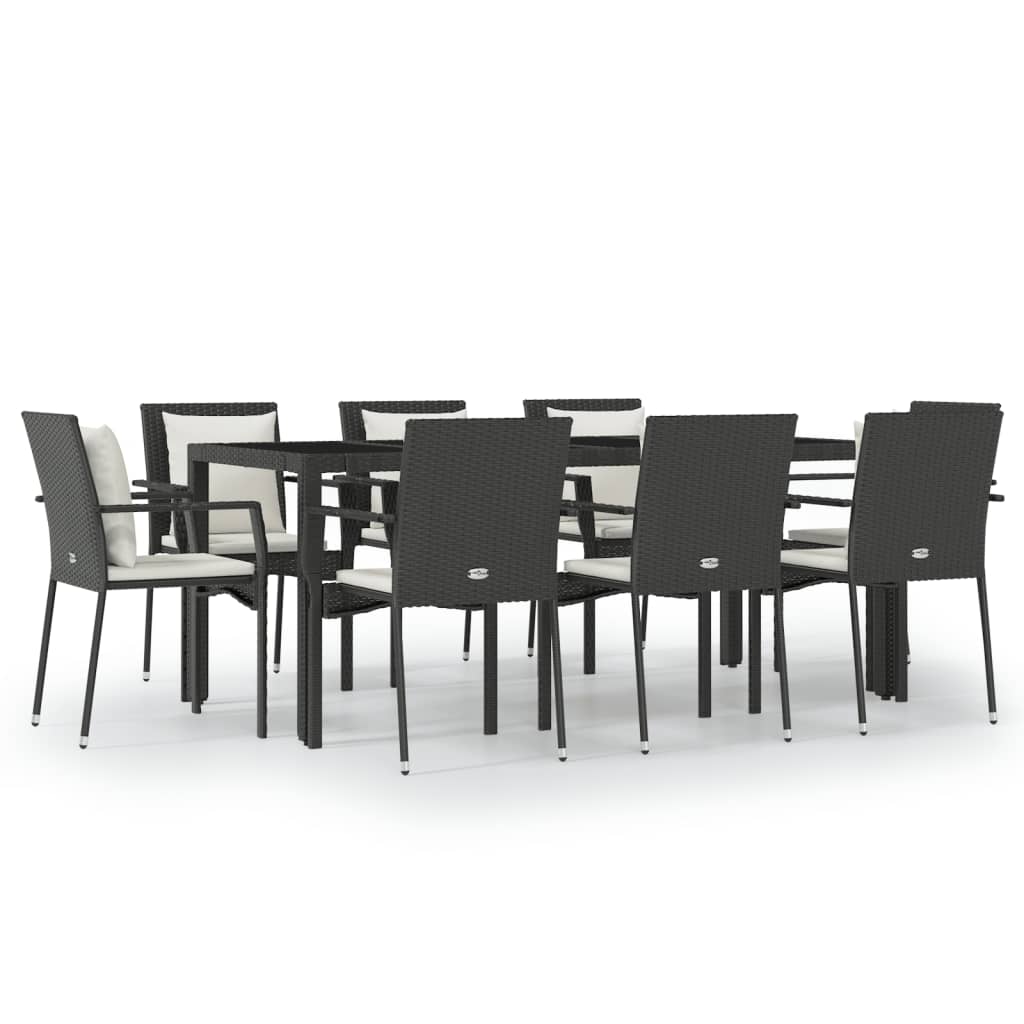 9-delige Loungeset met kussens poly rattan zwart is nu te koop bij PeponiXL, paradijselijk wonen!