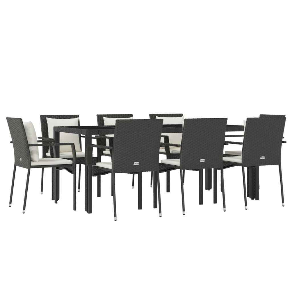9-delige Loungeset met kussens poly rattan zwart is nu te koop bij PeponiXL, paradijselijk wonen!