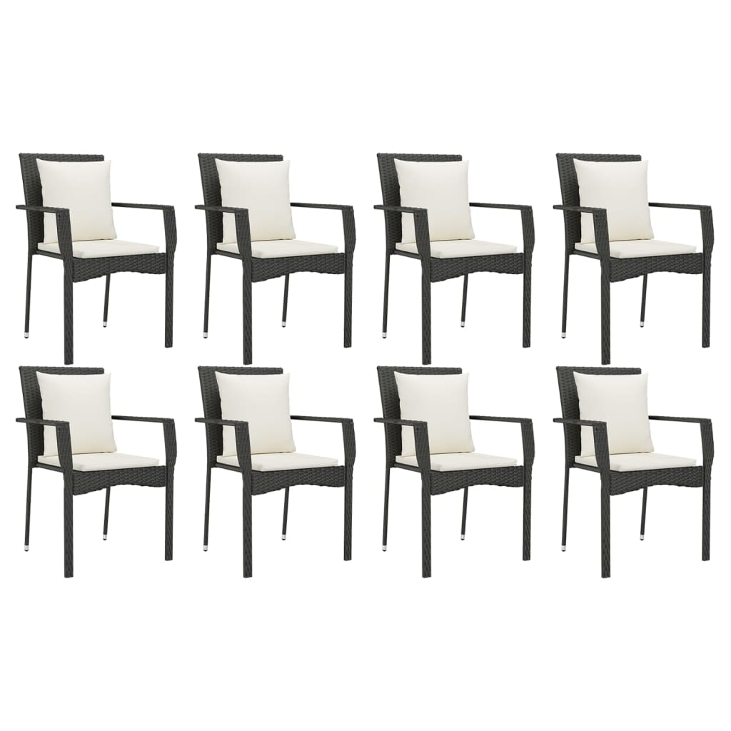 9-delige Loungeset met kussens poly rattan zwart is nu te koop bij PeponiXL, paradijselijk wonen!