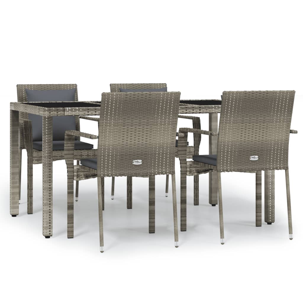 5-delige Tuinset met kussens poly rattan grijs is nu te koop bij PeponiXL, paradijselijk wonen!