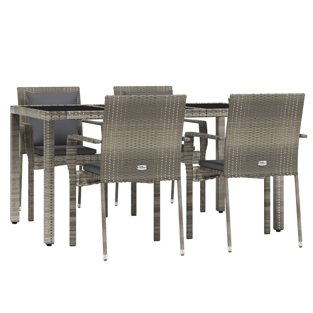 5-delige Tuinset met kussens poly rattan grijs is nu te koop bij PeponiXL, paradijselijk wonen!