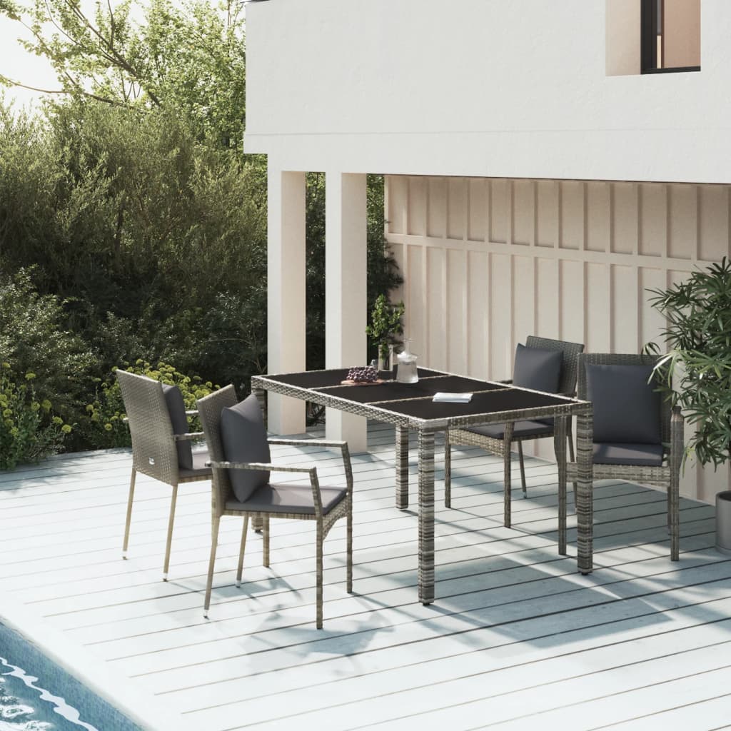 5-delige Tuinset met kussens poly rattan grijs is nu te koop bij PeponiXL, paradijselijk wonen!