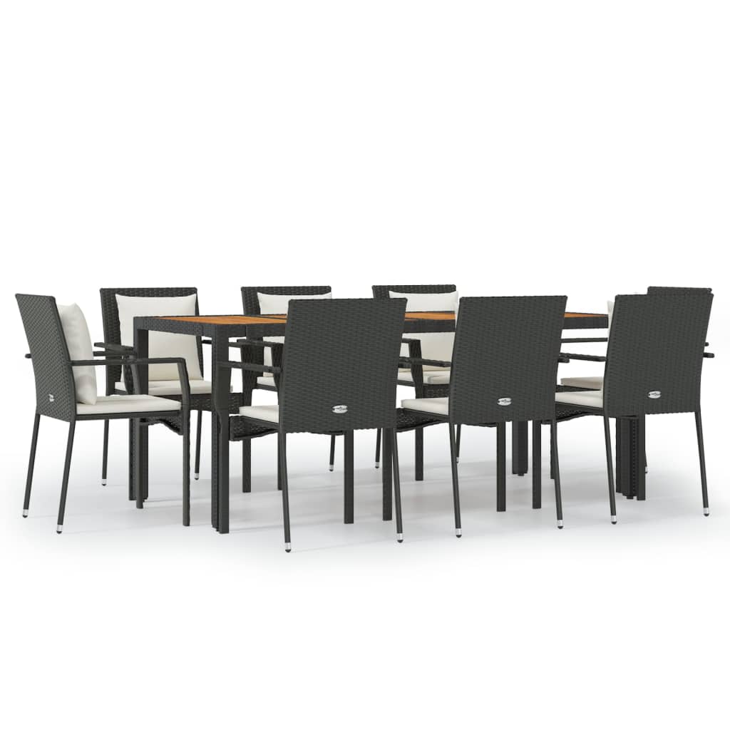 9-delige Tuinset poly rattan zwart is nu te koop bij PeponiXL, paradijselijk wonen!