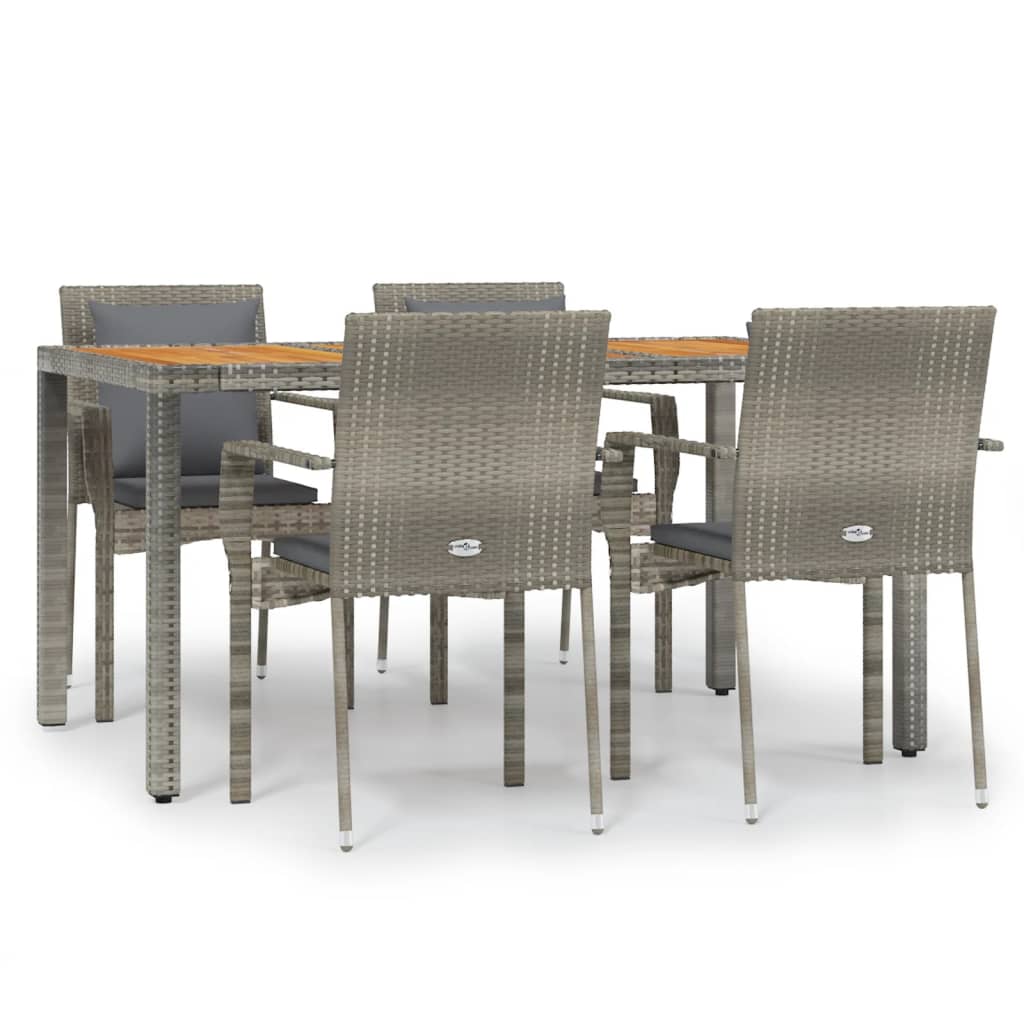 5-delige Tuinset met kussens poly rattan grijs is nu te koop bij PeponiXL, paradijselijk wonen!