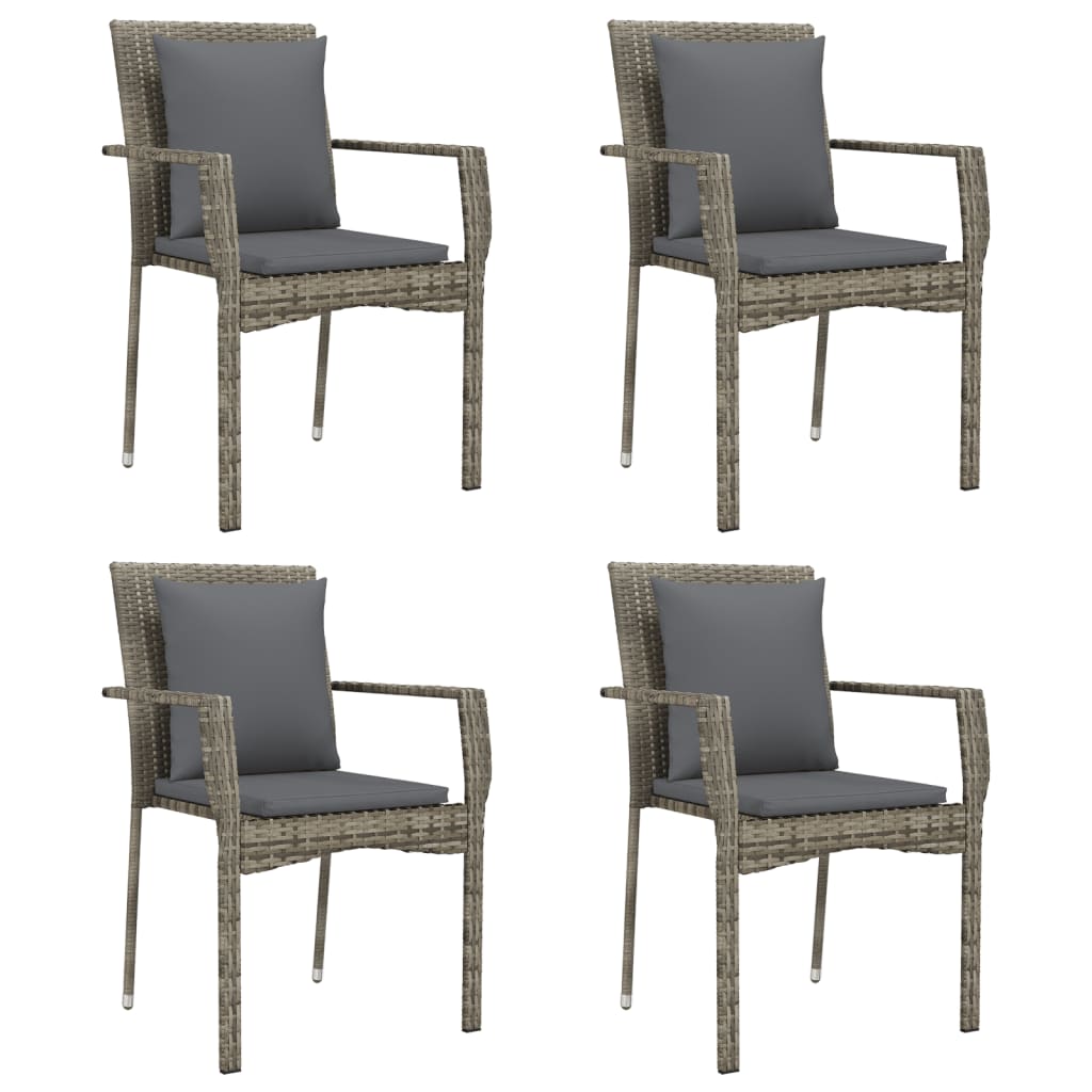 5-delige Tuinset met kussens poly rattan grijs is nu te koop bij PeponiXL, paradijselijk wonen!