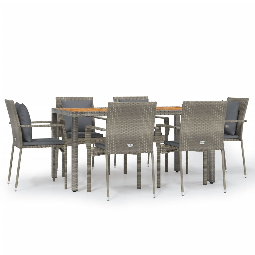 7-delige Tuinset met kussens poly rattan grijs is nu te koop bij PeponiXL, paradijselijk wonen!