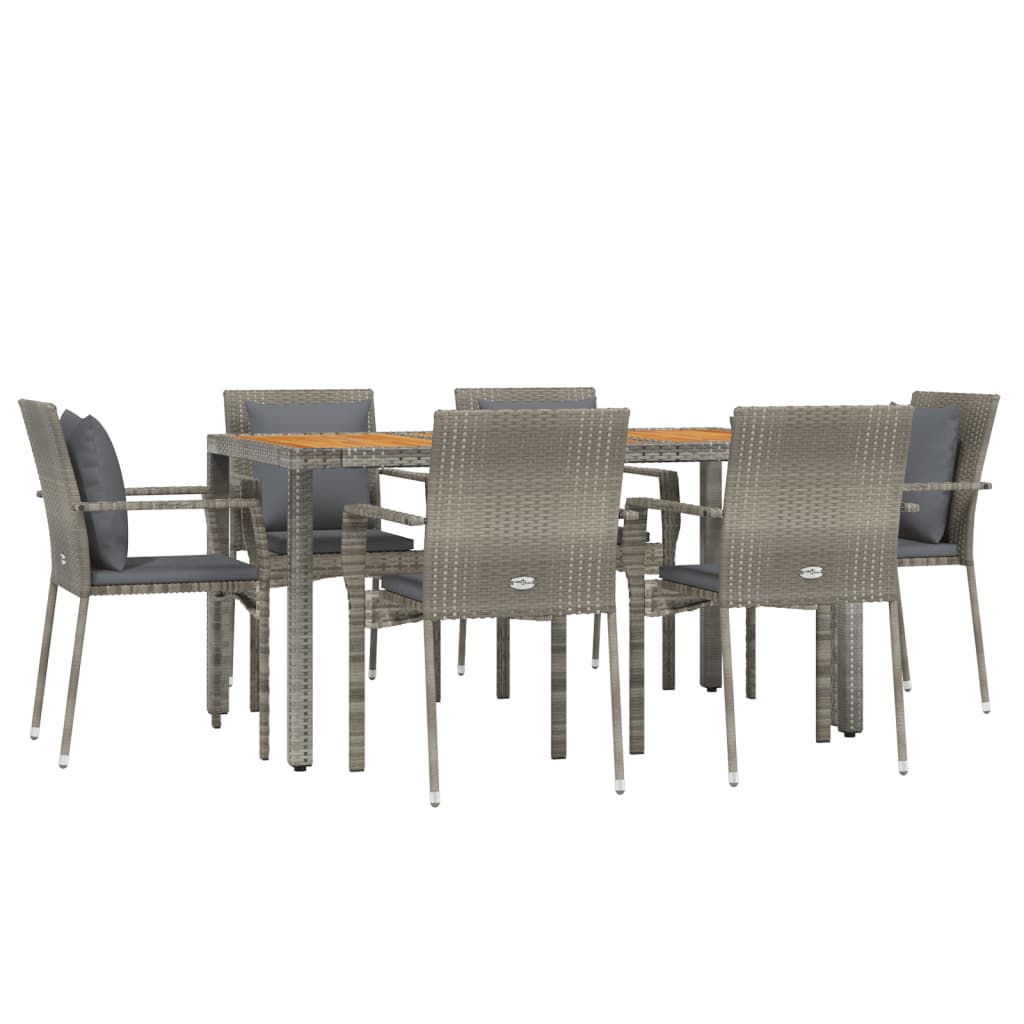 7-delige Tuinset met kussens poly rattan grijs is nu te koop bij PeponiXL, paradijselijk wonen!