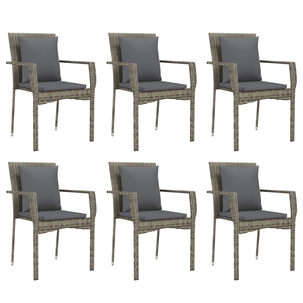 7-delige Tuinset met kussens poly rattan grijs is nu te koop bij PeponiXL, paradijselijk wonen!