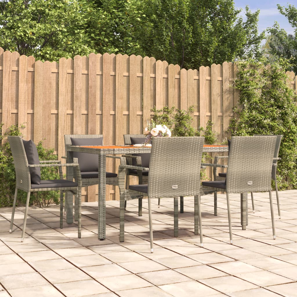 7-delige Tuinset met kussens poly rattan grijs is nu te koop bij PeponiXL, paradijselijk wonen!