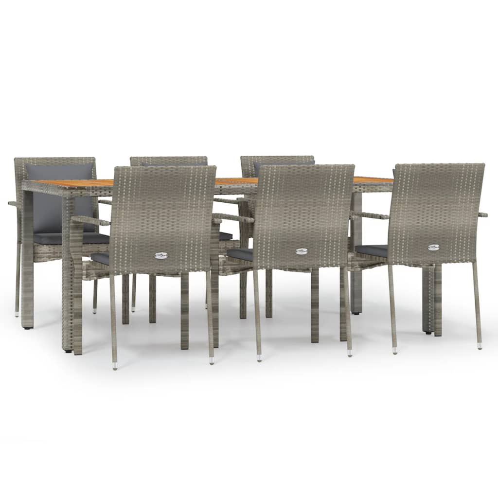 7-delige Tuinset met kussens poly rattan grijs is nu te koop bij PeponiXL, paradijselijk wonen!