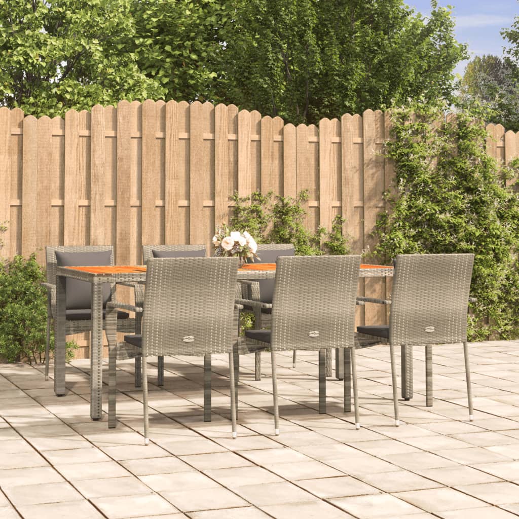 7-delige Tuinset met kussens poly rattan grijs is nu te koop bij PeponiXL, paradijselijk wonen!