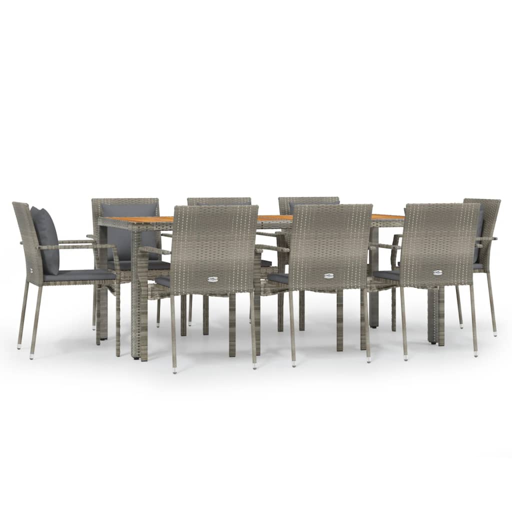 9-delige Tuinset met kussens poly rattan grijs is nu te koop bij PeponiXL, paradijselijk wonen!