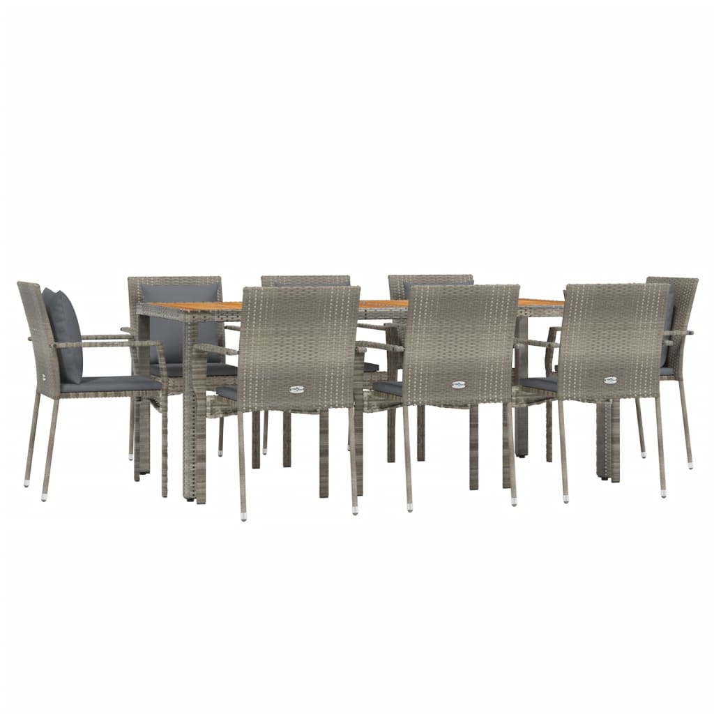9-delige Tuinset met kussens poly rattan grijs is nu te koop bij PeponiXL, paradijselijk wonen!