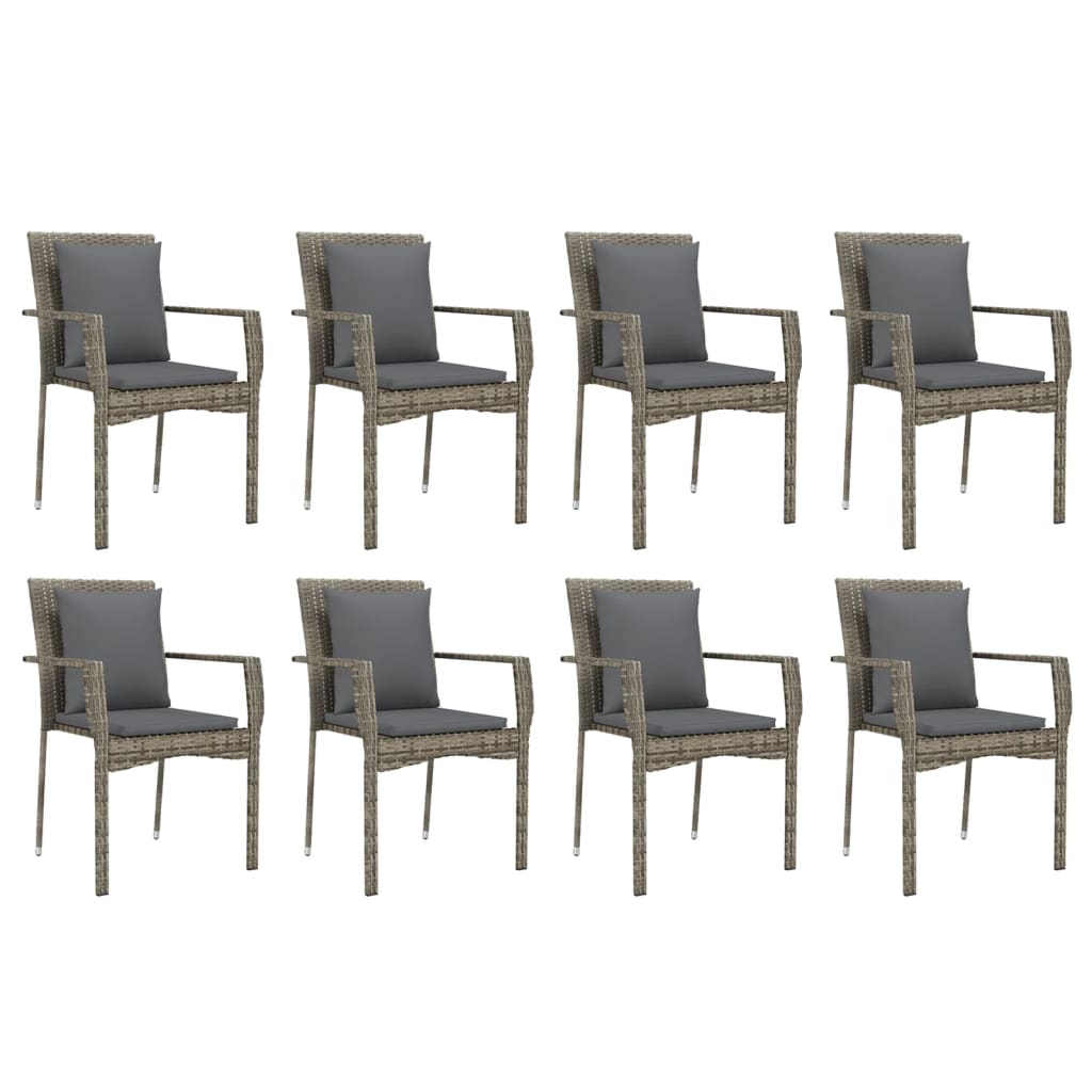 9-delige Tuinset met kussens poly rattan grijs is nu te koop bij PeponiXL, paradijselijk wonen!