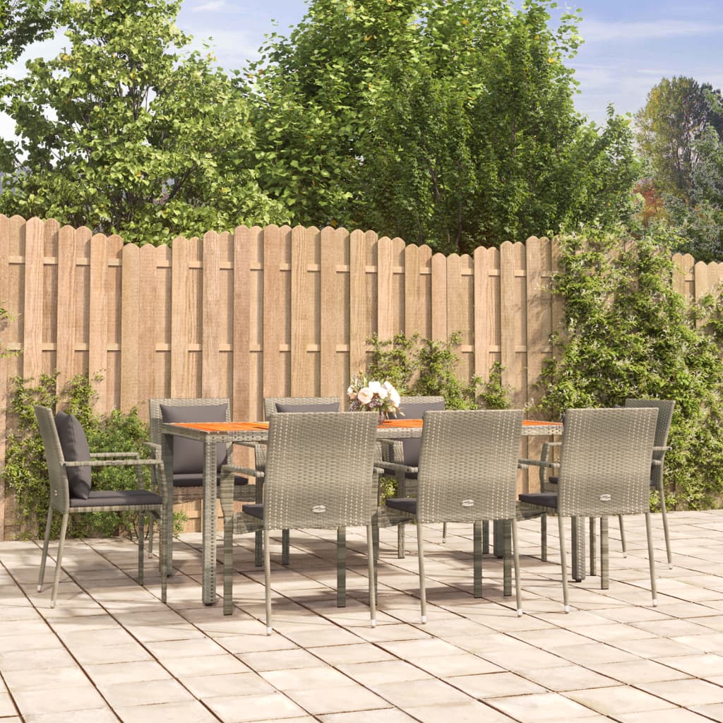 9-delige Tuinset met kussens poly rattan grijs is nu te koop bij PeponiXL, paradijselijk wonen!