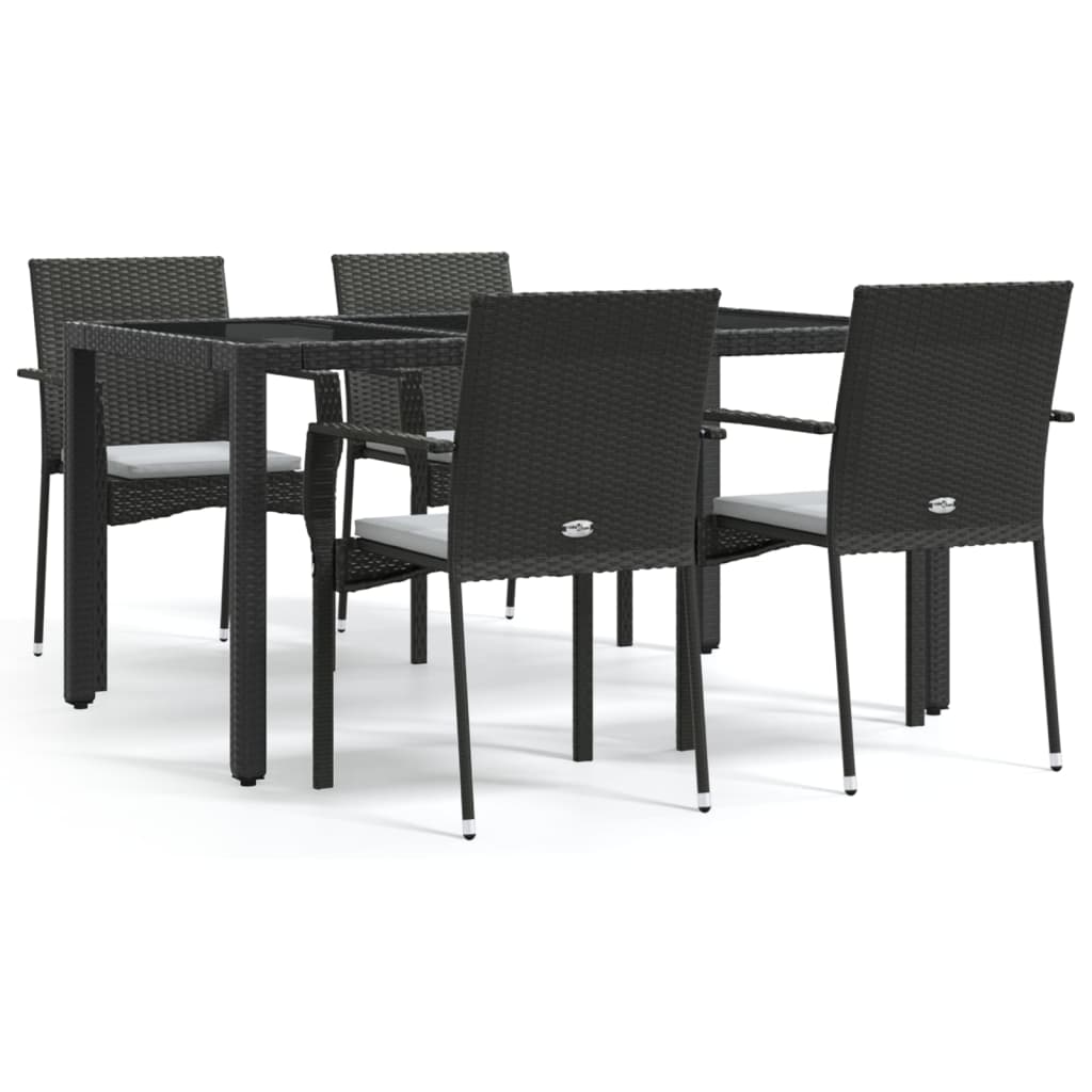 5-delige Tuinset met kussens poly rattan zwart is nu te koop bij PeponiXL, paradijselijk wonen!
