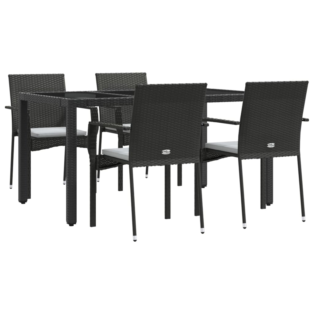 5-delige Tuinset met kussens poly rattan zwart is nu te koop bij PeponiXL, paradijselijk wonen!