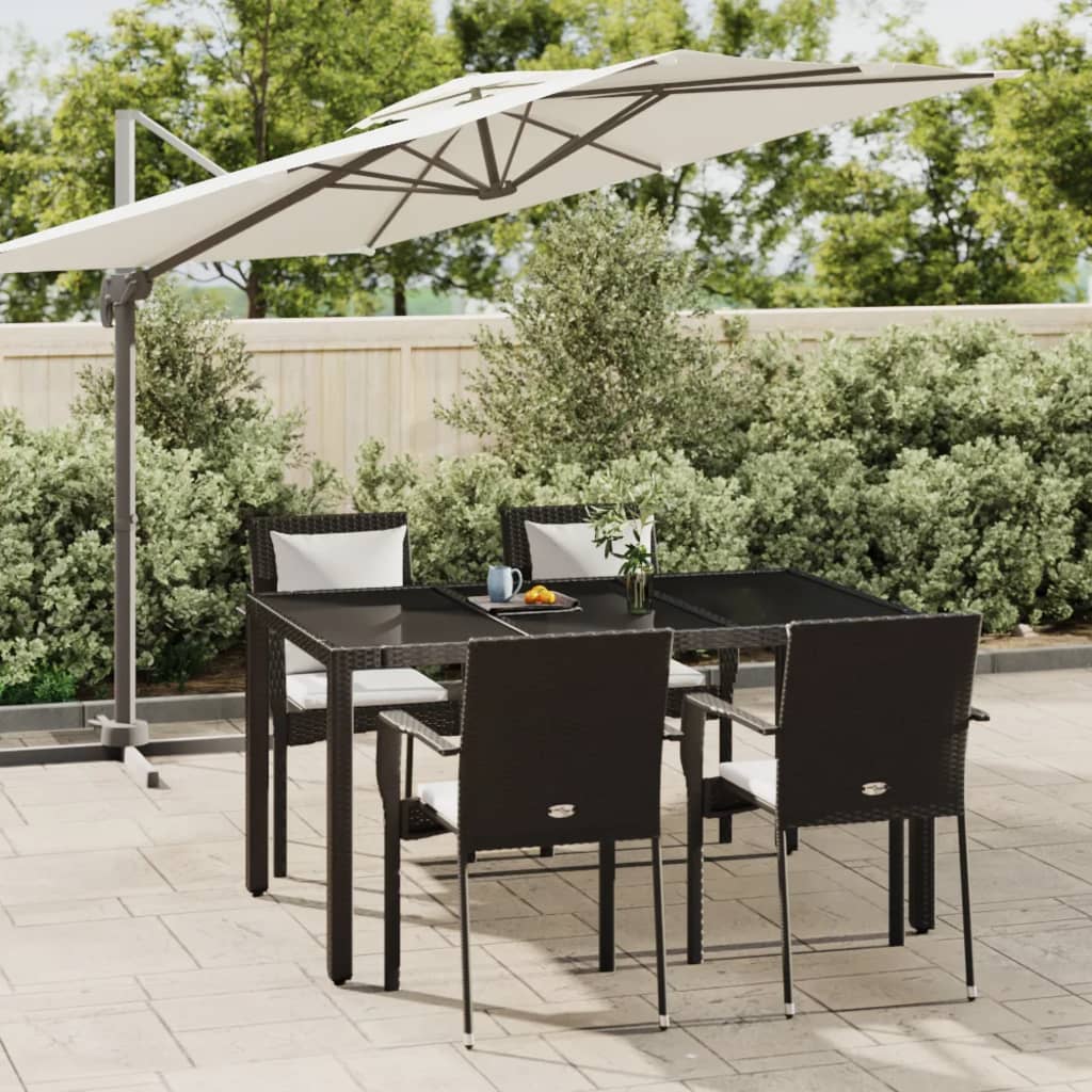 5-delige Tuinset met kussens poly rattan zwart is nu te koop bij PeponiXL, paradijselijk wonen!