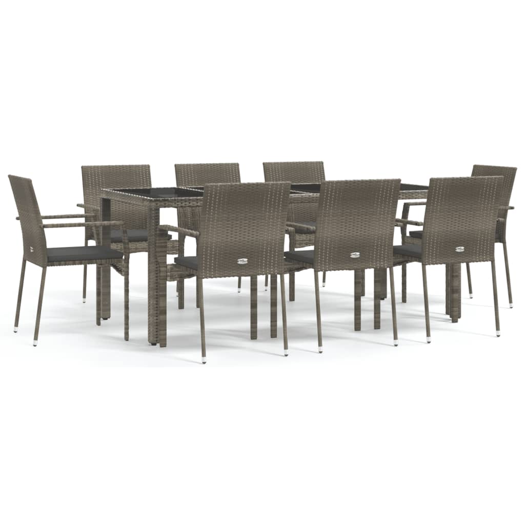 9-delige Tuinset met kussens poly rattan grijs is nu te koop bij PeponiXL, paradijselijk wonen!