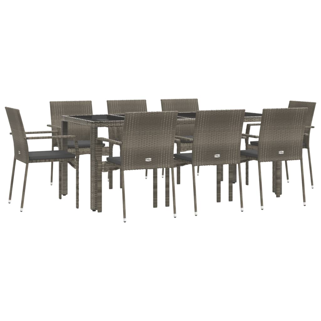 9-delige Tuinset met kussens poly rattan grijs is nu te koop bij PeponiXL, paradijselijk wonen!