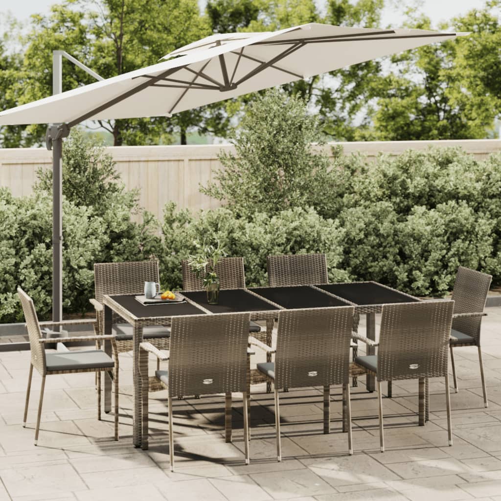 9-delige Tuinset met kussens poly rattan grijs is nu te koop bij PeponiXL, paradijselijk wonen!