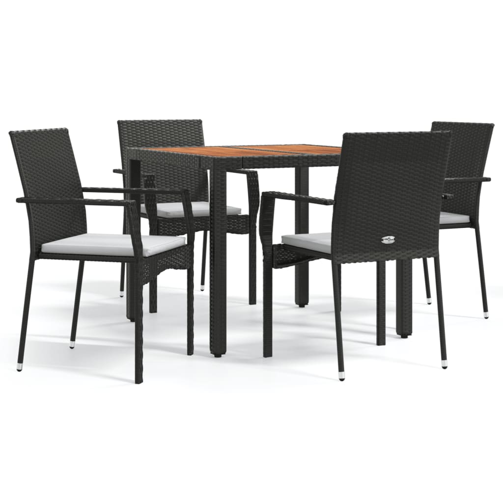 5-delige Tuinset met kussens poly rattan zwart is nu te koop bij PeponiXL, paradijselijk wonen!