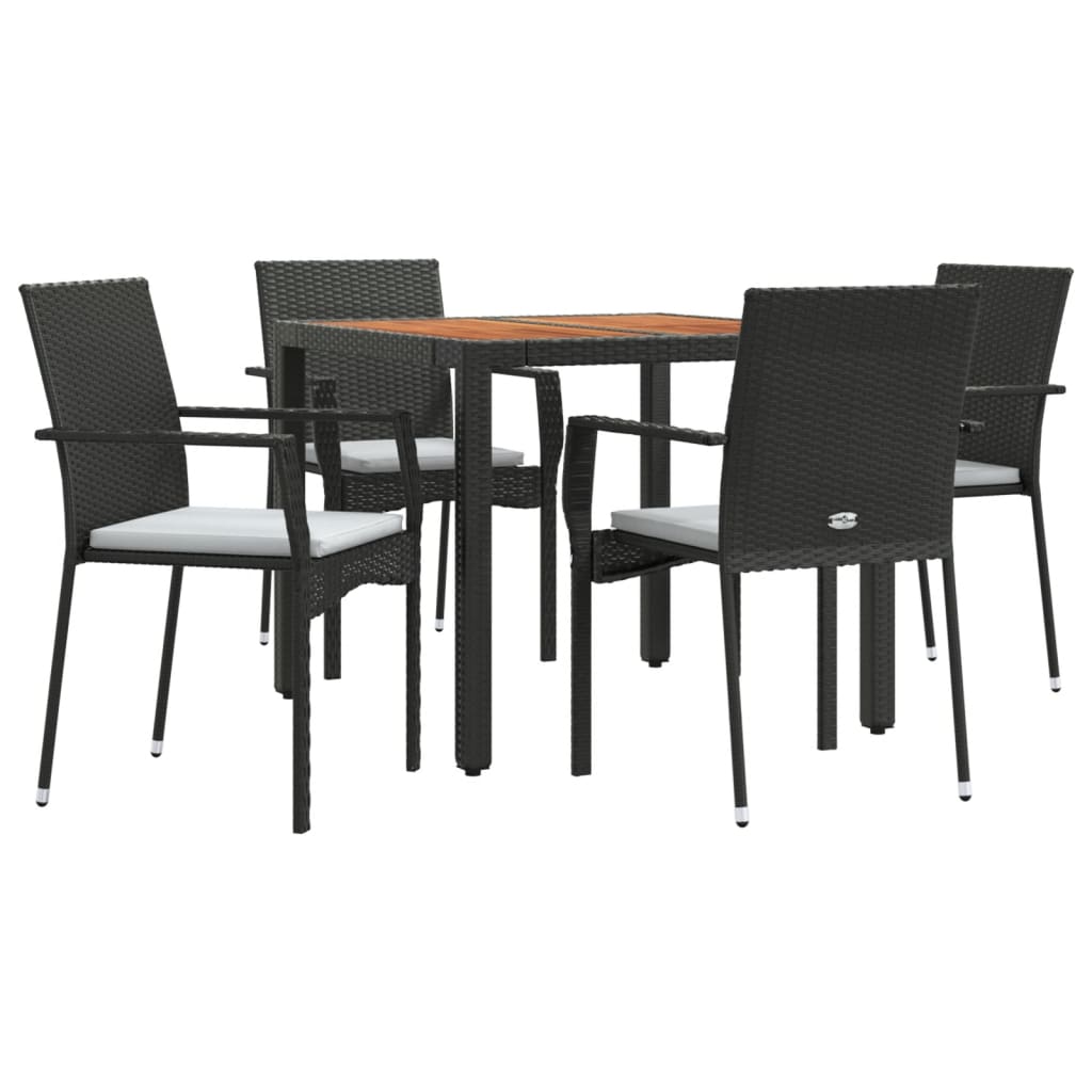5-delige Tuinset met kussens poly rattan zwart is nu te koop bij PeponiXL, paradijselijk wonen!