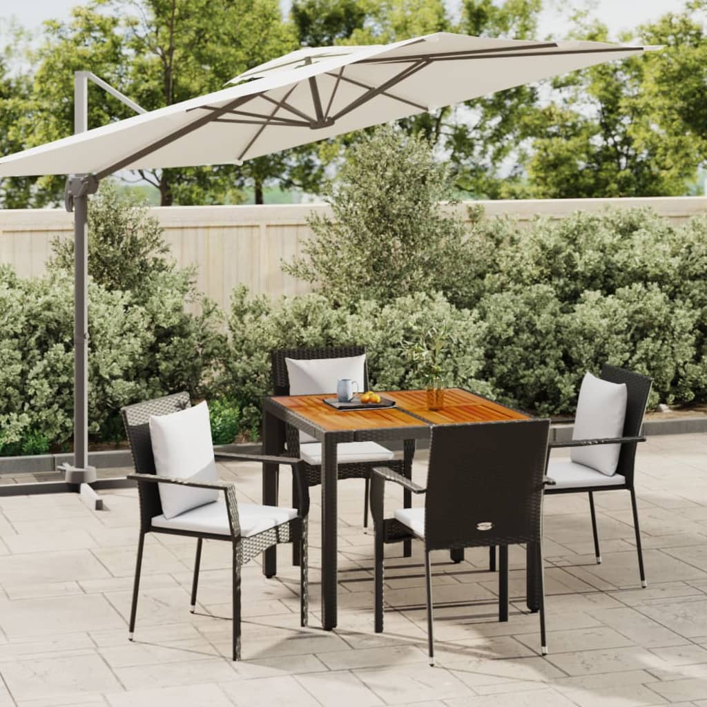 5-delige Tuinset met kussens poly rattan zwart is nu te koop bij PeponiXL, paradijselijk wonen!