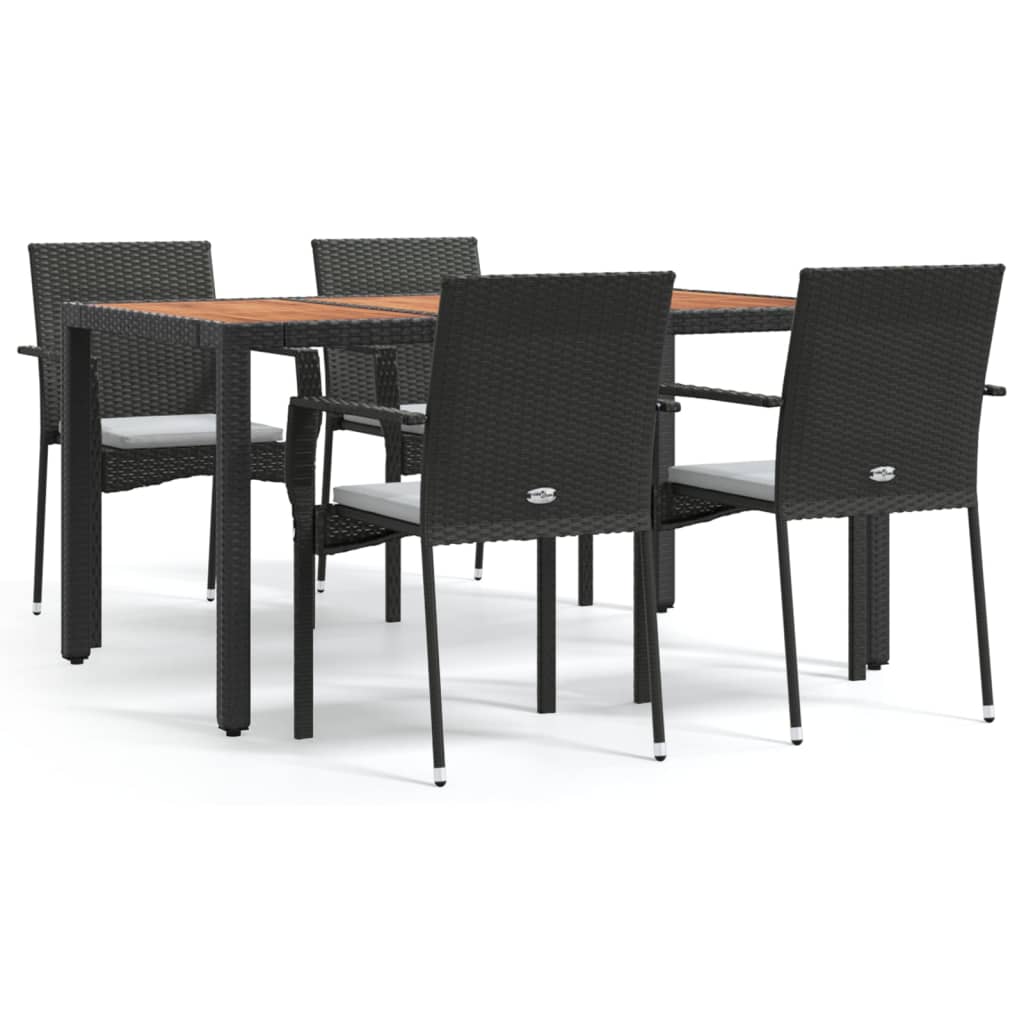 5-delige Tuinset met kussens poly rattan zwart is nu te koop bij PeponiXL, paradijselijk wonen!