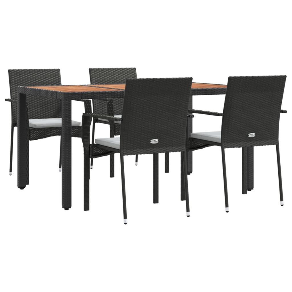 5-delige Tuinset met kussens poly rattan zwart is nu te koop bij PeponiXL, paradijselijk wonen!