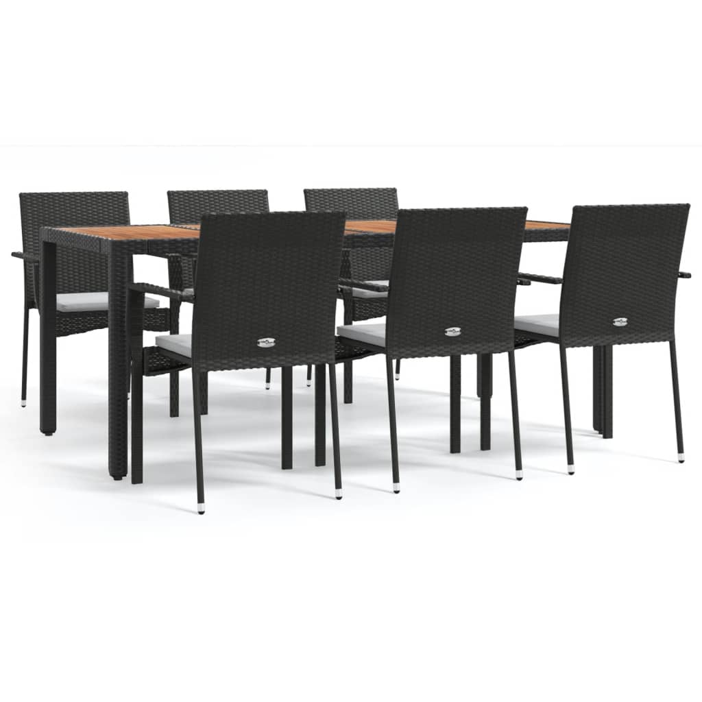 7-delige Tuinset met kussens poly rattan zwart is nu te koop bij PeponiXL, paradijselijk wonen!