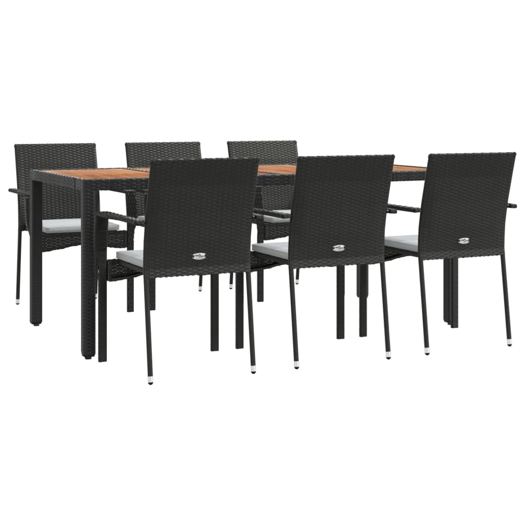 7-delige Tuinset met kussens poly rattan zwart is nu te koop bij PeponiXL, paradijselijk wonen!
