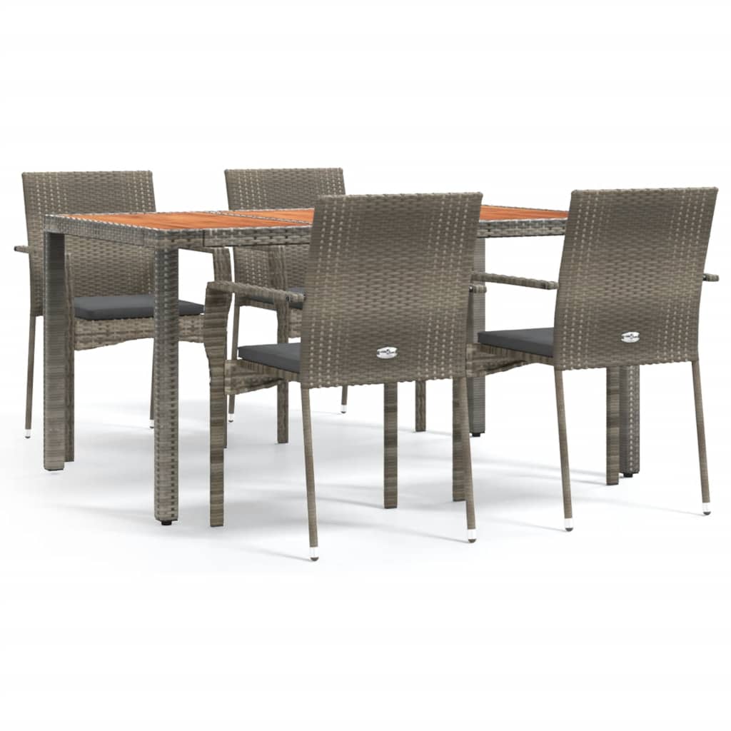 5-delige Tuinset met kussens poly rattan grijs is nu te koop bij PeponiXL, paradijselijk wonen!