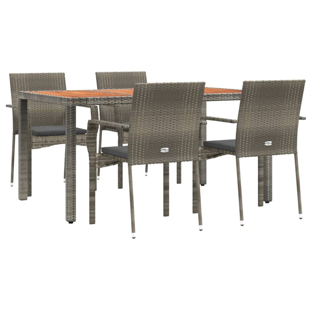 5-delige Tuinset met kussens poly rattan grijs is nu te koop bij PeponiXL, paradijselijk wonen!