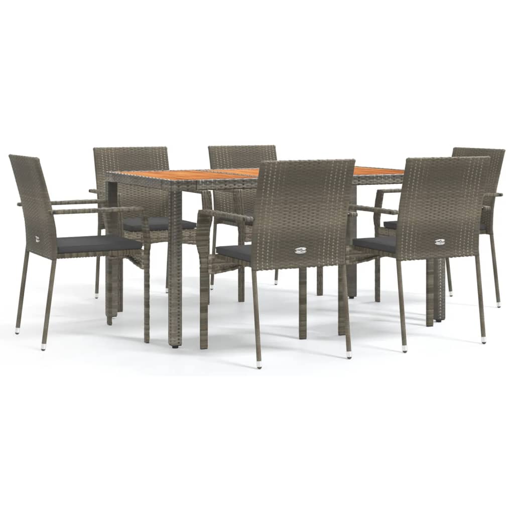 7-delige Tuinset met kussens poly rattan grijs is nu te koop bij PeponiXL, paradijselijk wonen!