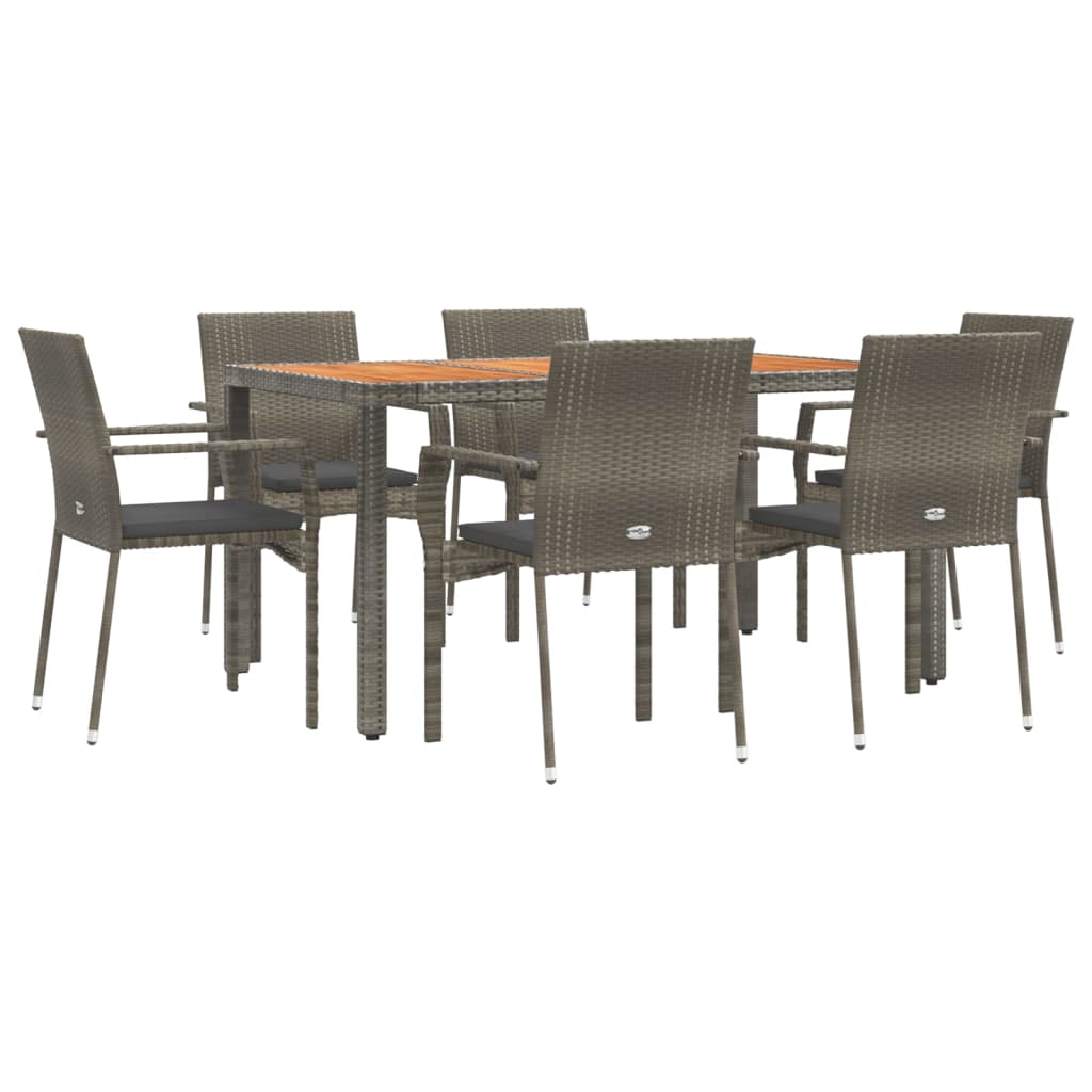 7-delige Tuinset met kussens poly rattan grijs is nu te koop bij PeponiXL, paradijselijk wonen!