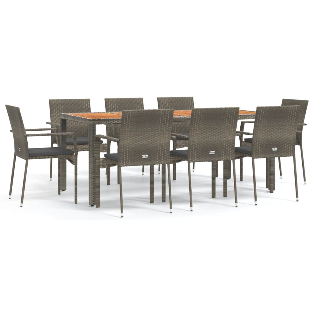 9-delige Tuinset met kussens poly rattan grijs is nu te koop bij PeponiXL, paradijselijk wonen!