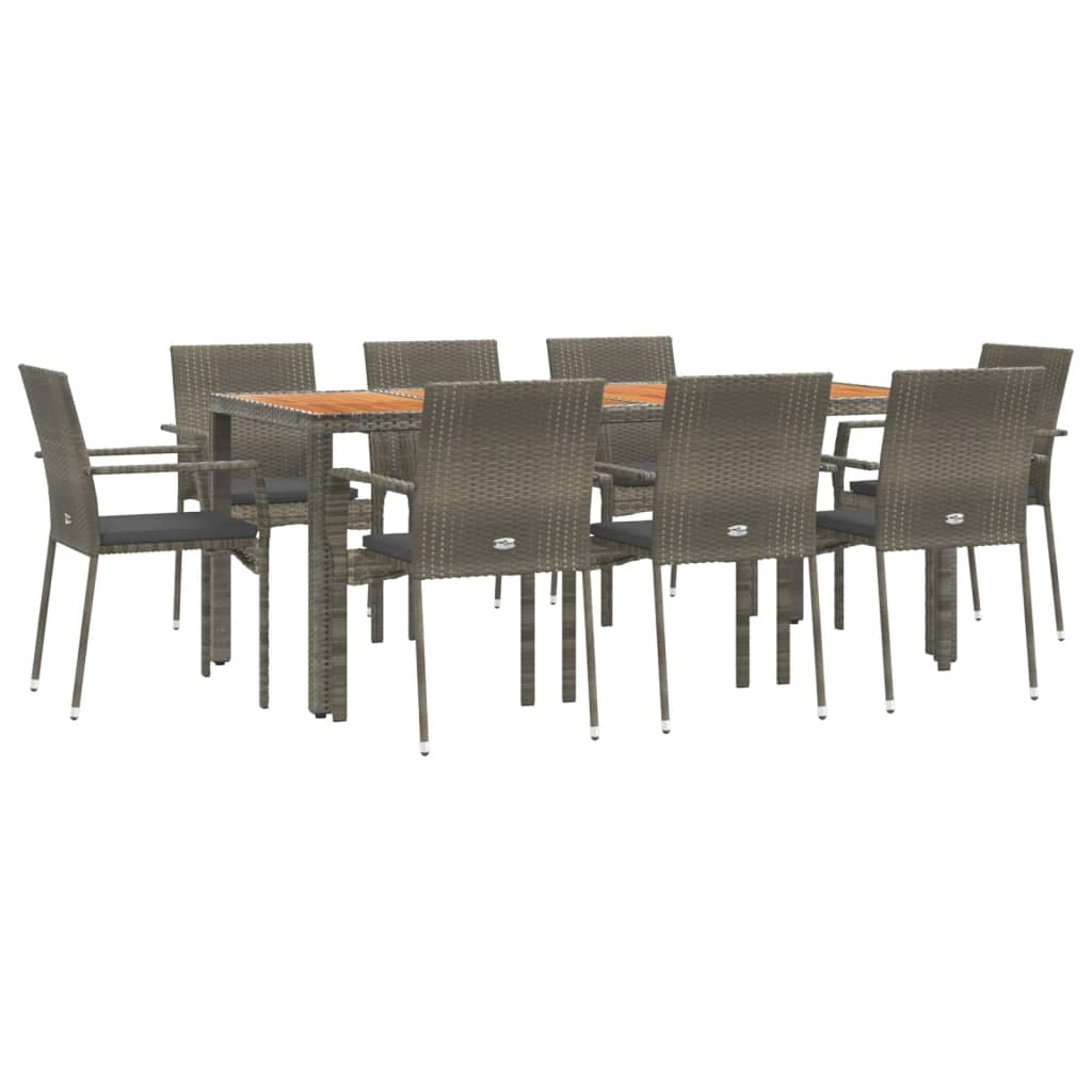 9-delige Tuinset met kussens poly rattan grijs is nu te koop bij PeponiXL, paradijselijk wonen!