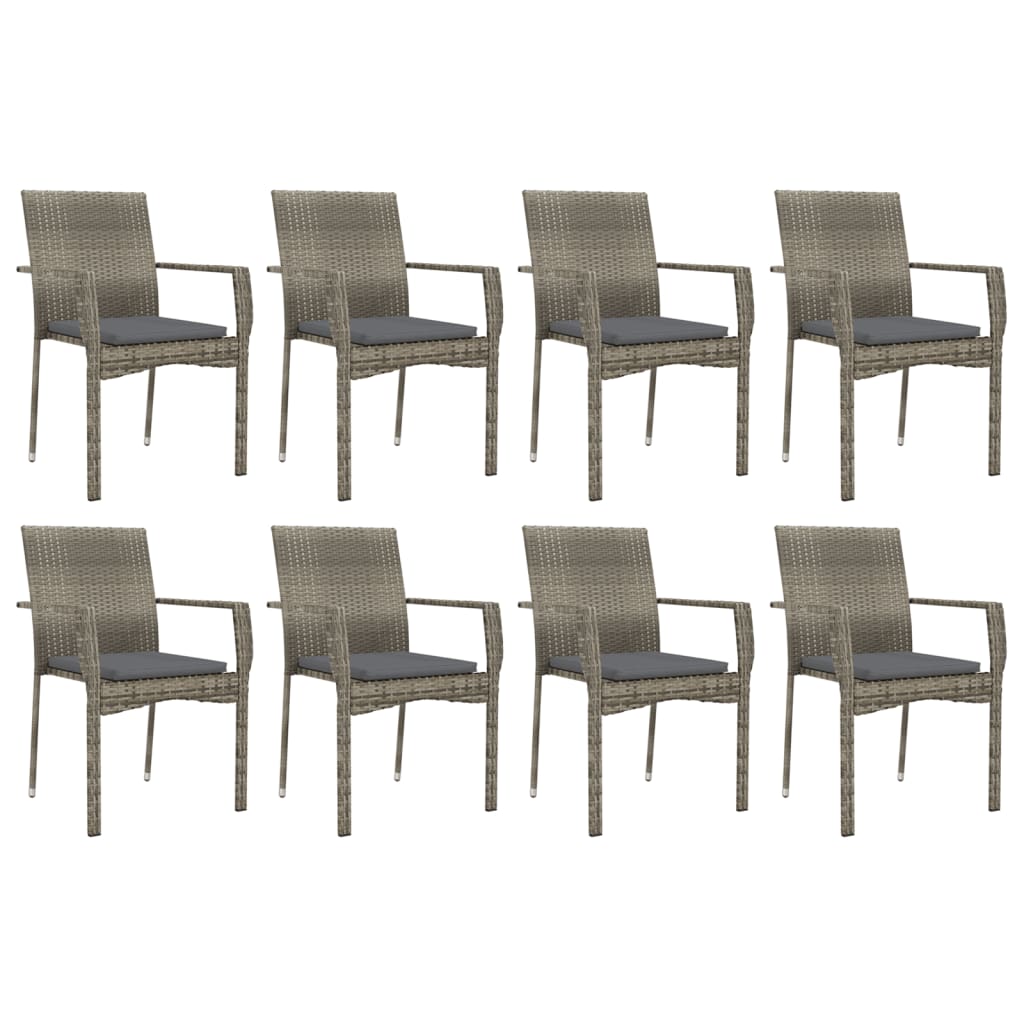 9-delige Tuinset met kussens poly rattan grijs is nu te koop bij PeponiXL, paradijselijk wonen!