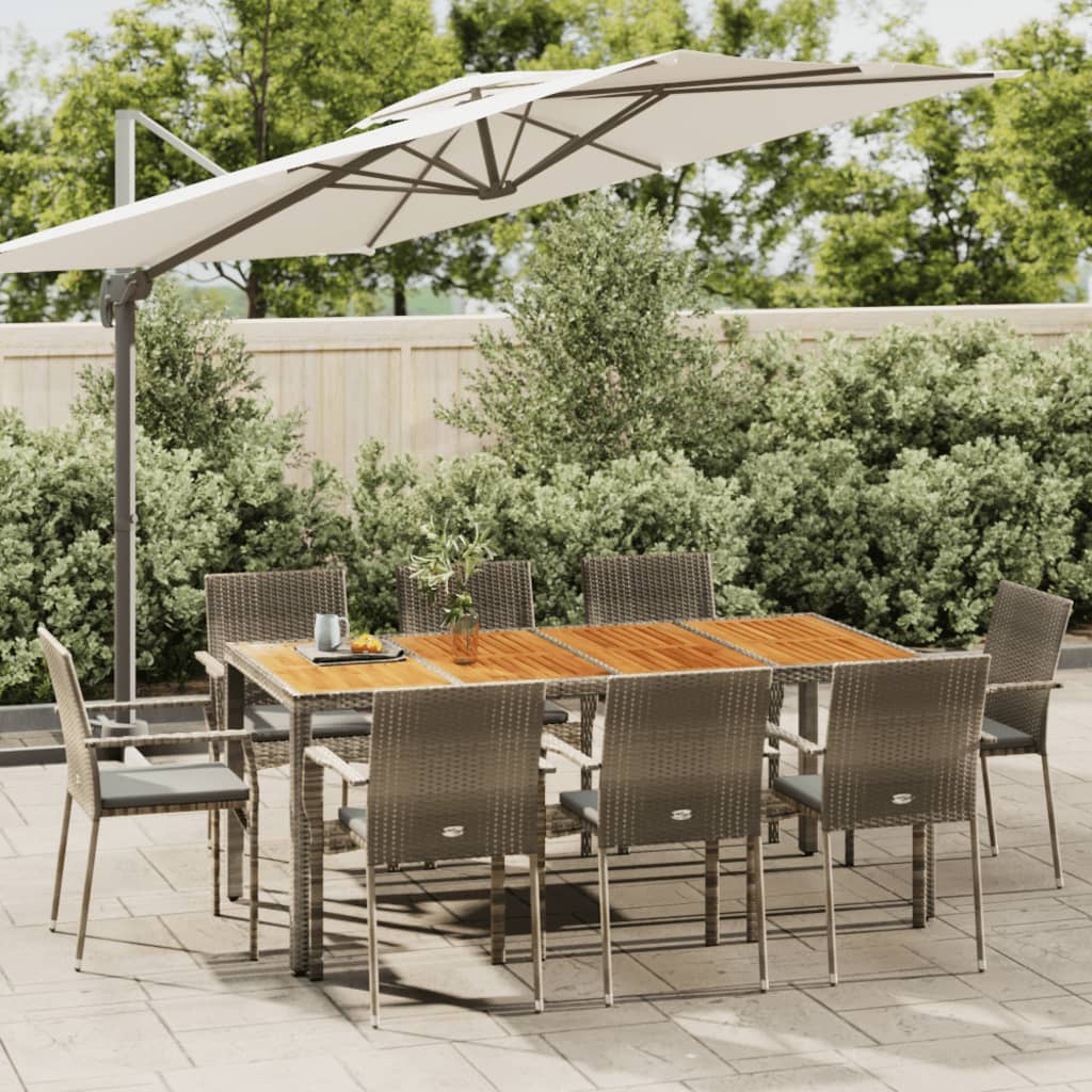 9-delige Tuinset met kussens poly rattan grijs is nu te koop bij PeponiXL, paradijselijk wonen!