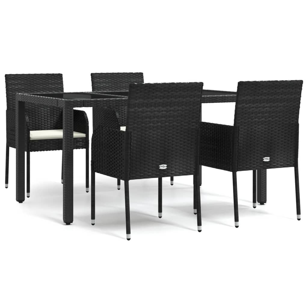 5-delige Tuinset met kussens poly rattan zwart is nu te koop bij PeponiXL, paradijselijk wonen!