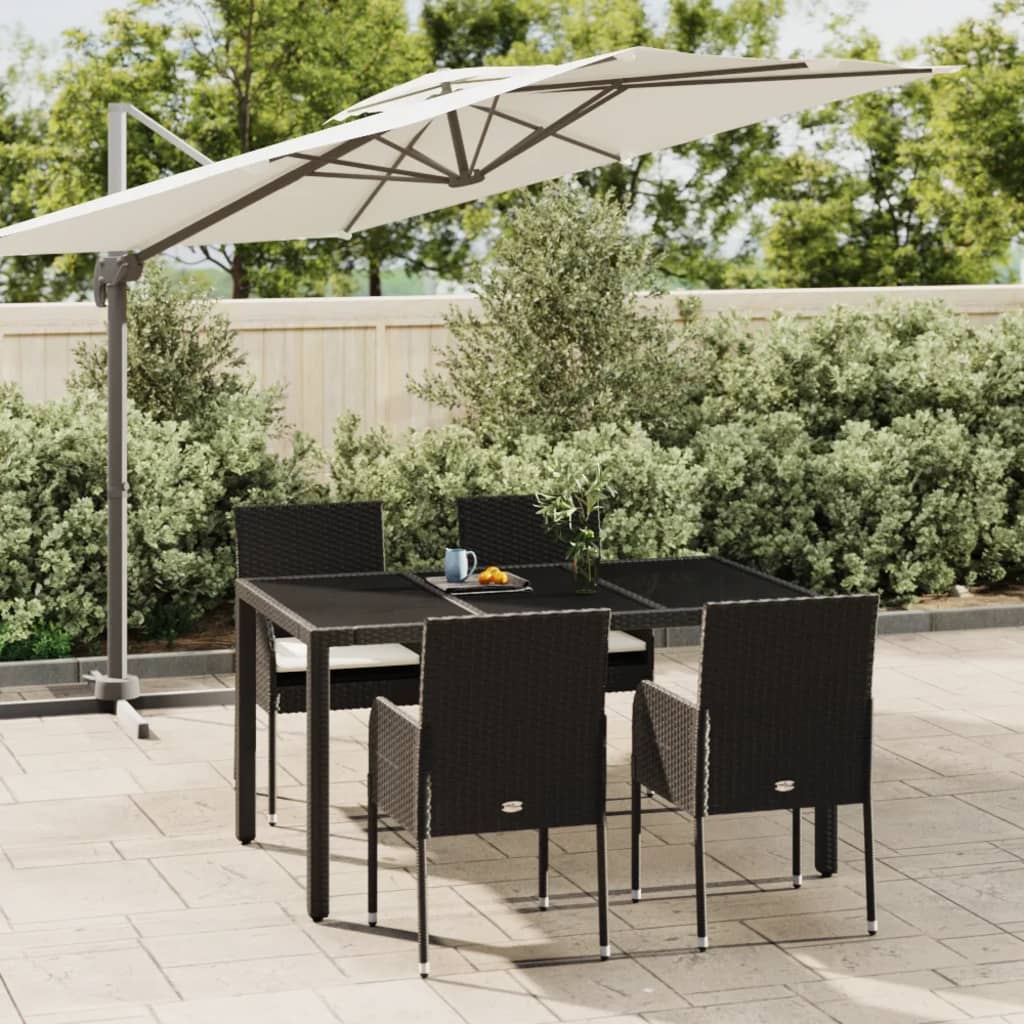 5-delige Tuinset met kussens poly rattan zwart is nu te koop bij PeponiXL, paradijselijk wonen!