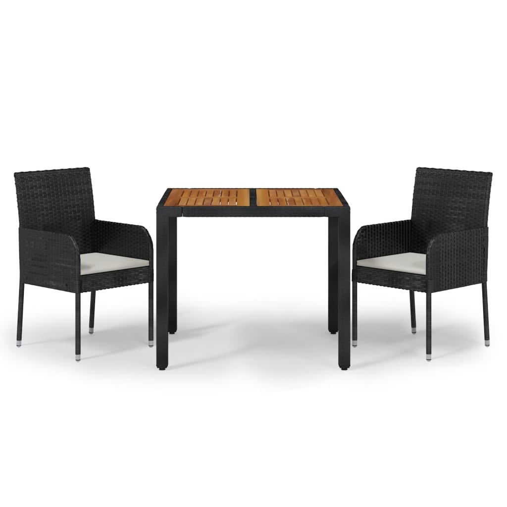 3-delige Tuinset met kussens poly rattan zwart is nu te koop bij PeponiXL, paradijselijk wonen!